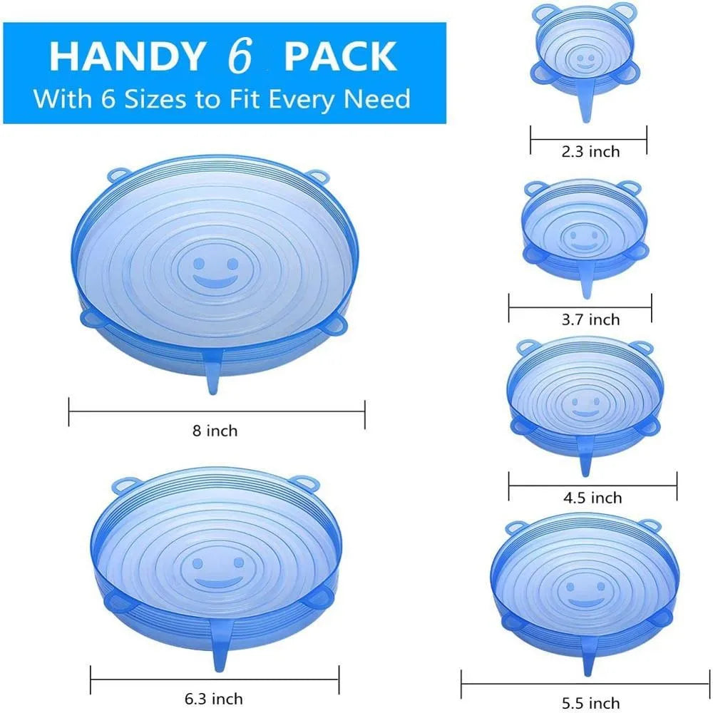 Tapas de Silicón Reutilizables para Alimentos (6 Piezas)