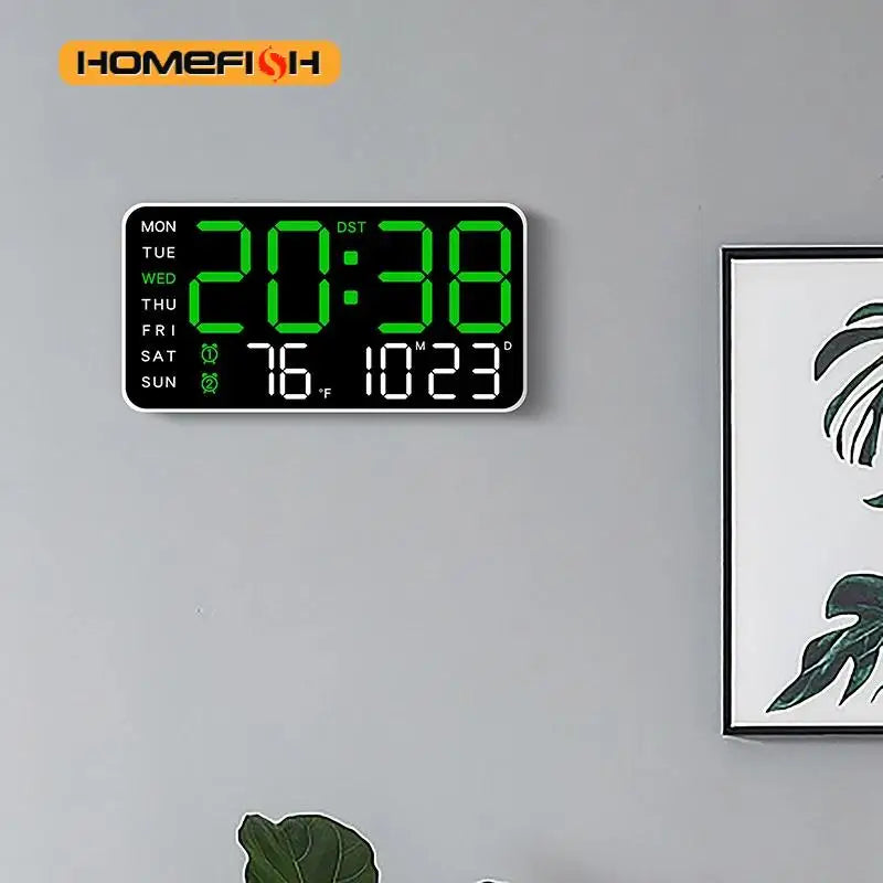 Reloj Digital LED Inteligente de Pared con Hora, Fecha y Temperatura