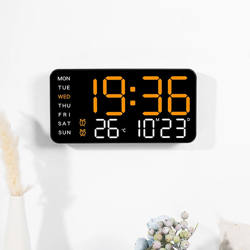 Reloj Digital LED de Pared con Control Remoto, Temperatura, Fecha y Alarma