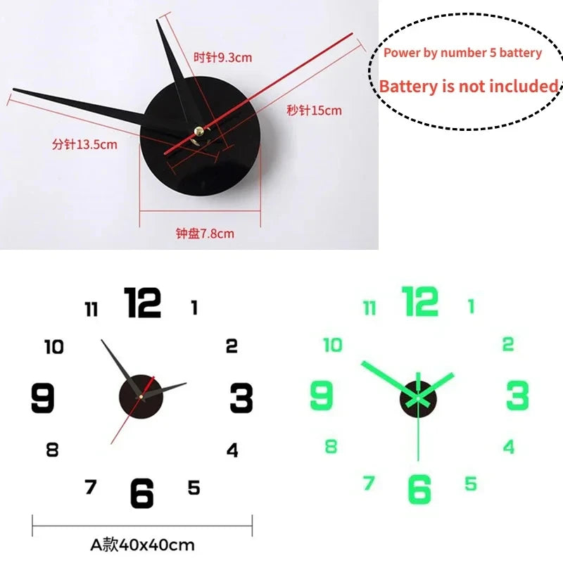 Reloj de Pared 3D Moderno y Silencioso – Decoración para Sala y Dormitorio