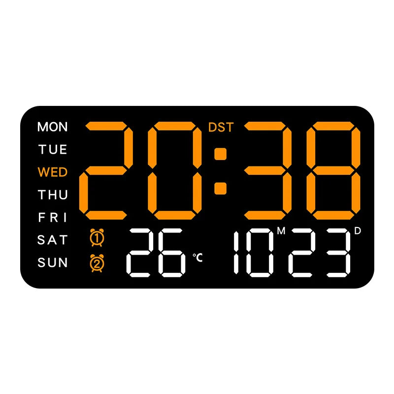 Reloj Digital LED de Pared con Control Remoto, Temperatura, Fecha y Alarma