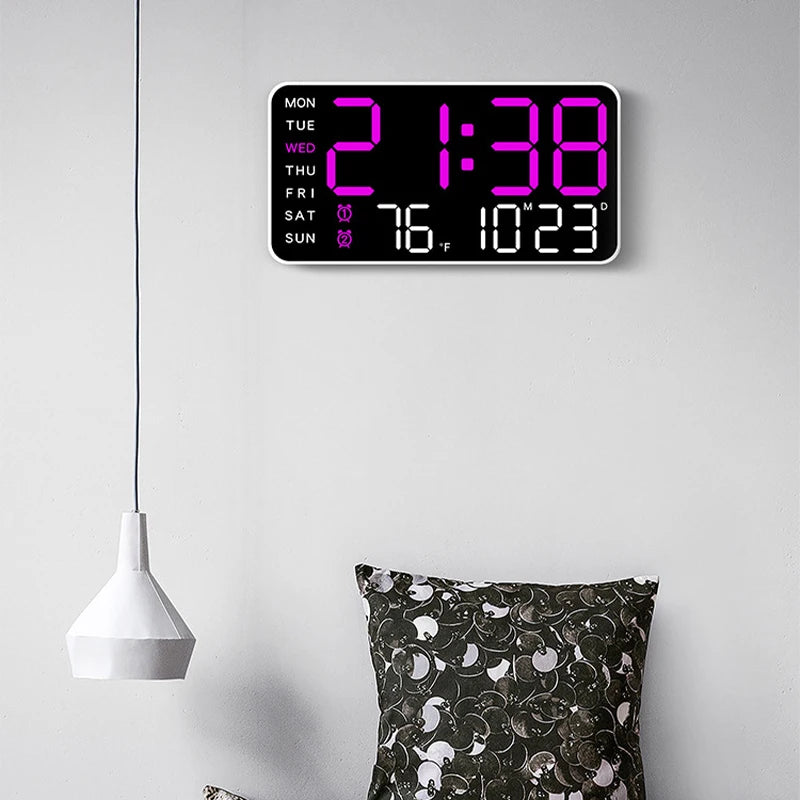 Reloj Digital LED de Pared con Control Remoto, Temperatura, Fecha y Alarma