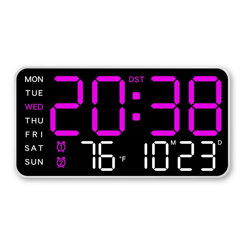 Reloj Digital LED de Pared con Control Remoto, Temperatura, Fecha y Alarma