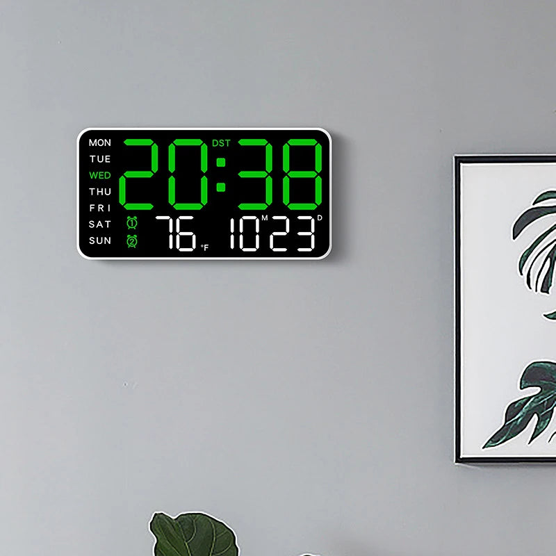 Reloj Digital LED de Pared con Control Remoto, Temperatura, Fecha y Alarma