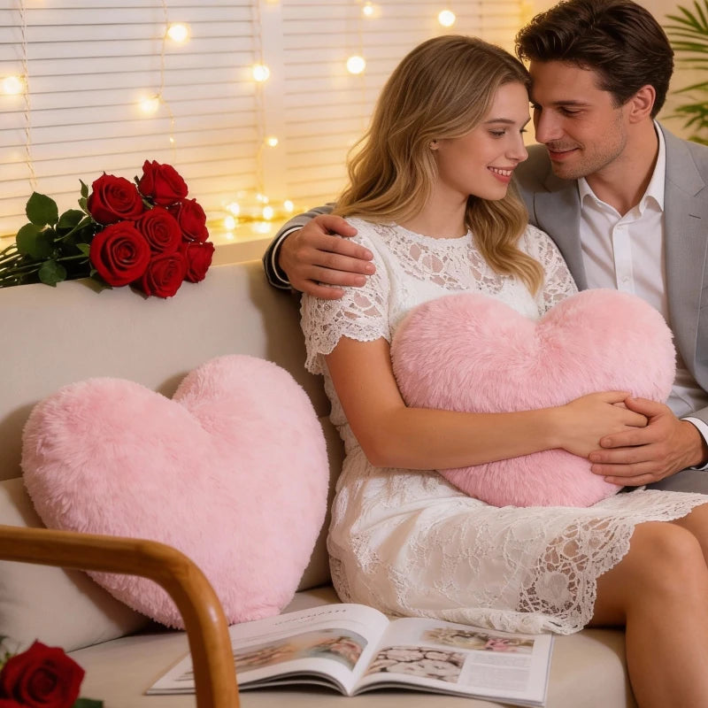 Cojín Decorativo de Corazón Rosa – Suave y Acolchado