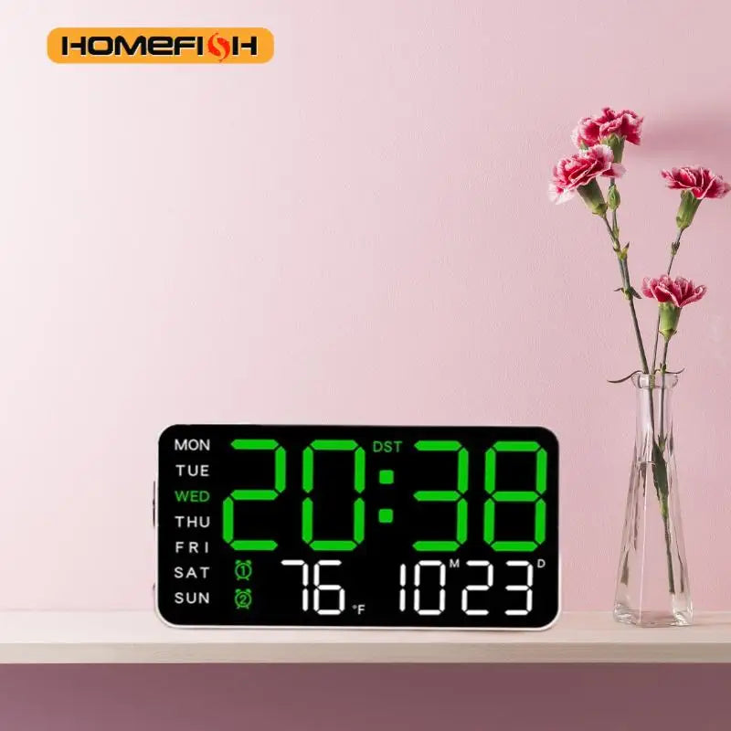 Reloj Digital LED Inteligente de Pared con Hora, Fecha y Temperatura