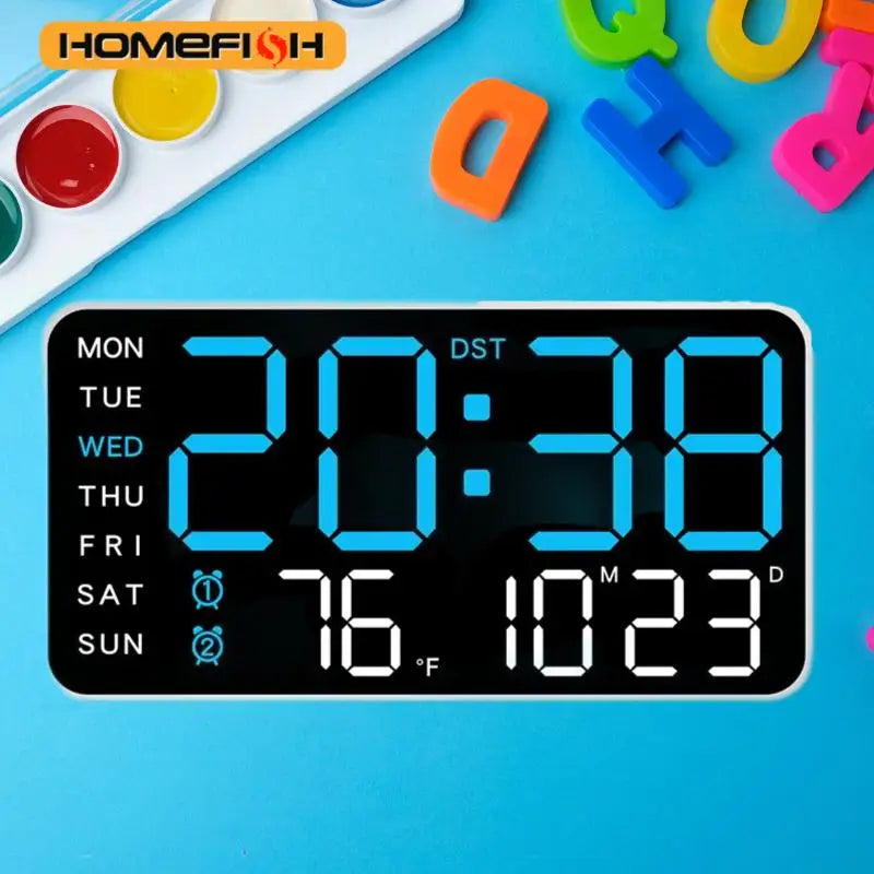 Reloj Digital LED Inteligente de Pared con Hora, Fecha y Temperatura
