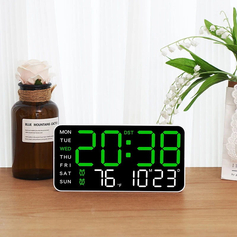 Reloj Digital LED de Pared con Control Remoto, Temperatura, Fecha y Alarma