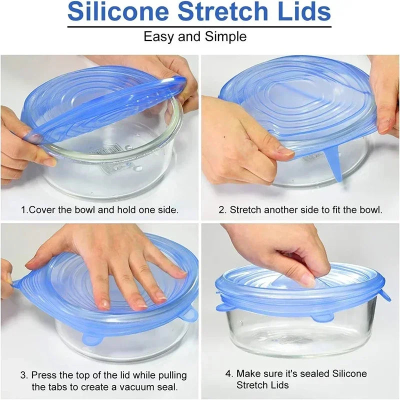 Tapas de Silicón Reutilizables para Alimentos (6 Piezas)