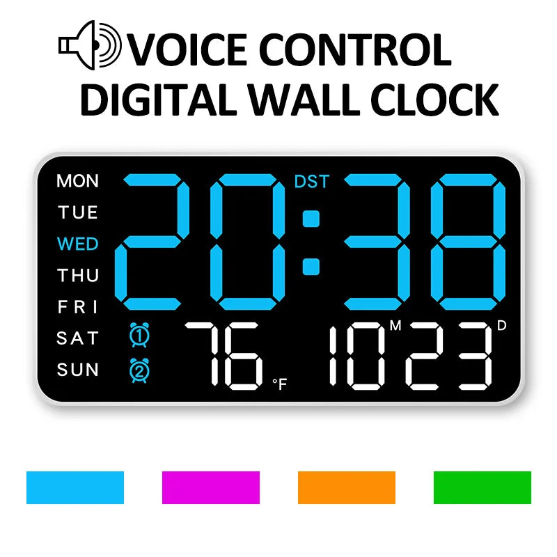Reloj Digital LED de Pared con Control Remoto, Temperatura, Fecha y Alarma