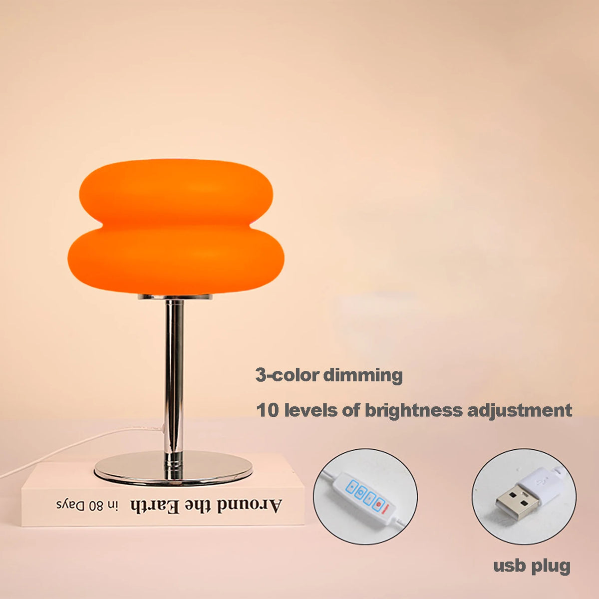 Lámpara LED de Mesa Tipo Hongo – Luz Ambiental USB con 3 Tonos
