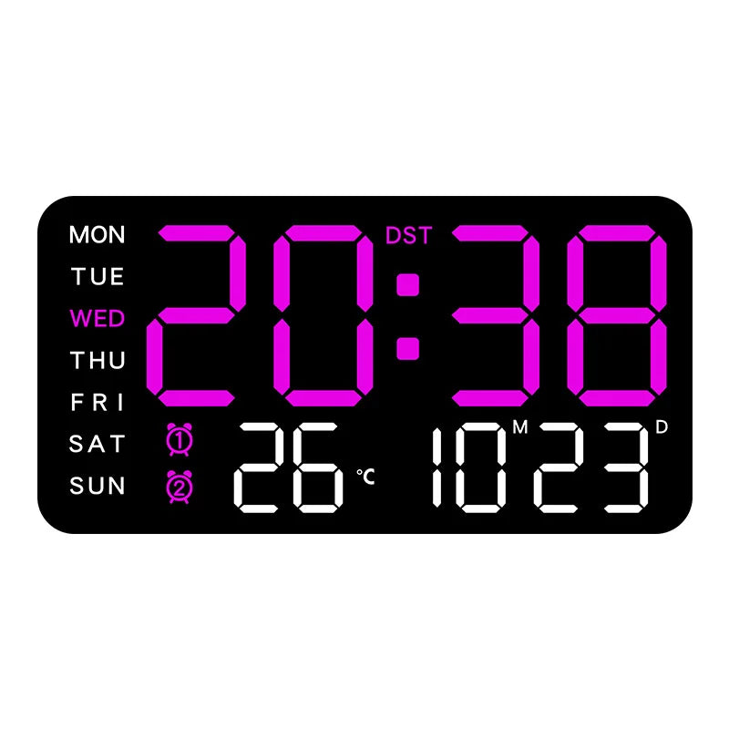 Reloj Digital LED de Pared con Control Remoto, Temperatura, Fecha y Alarma