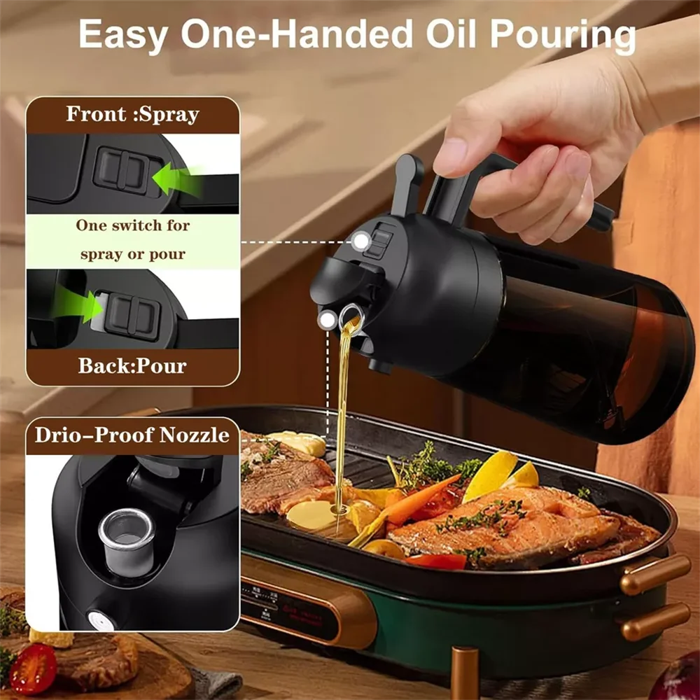 Dispensador y Rociador 2 en 1 para Aceite de Cocina