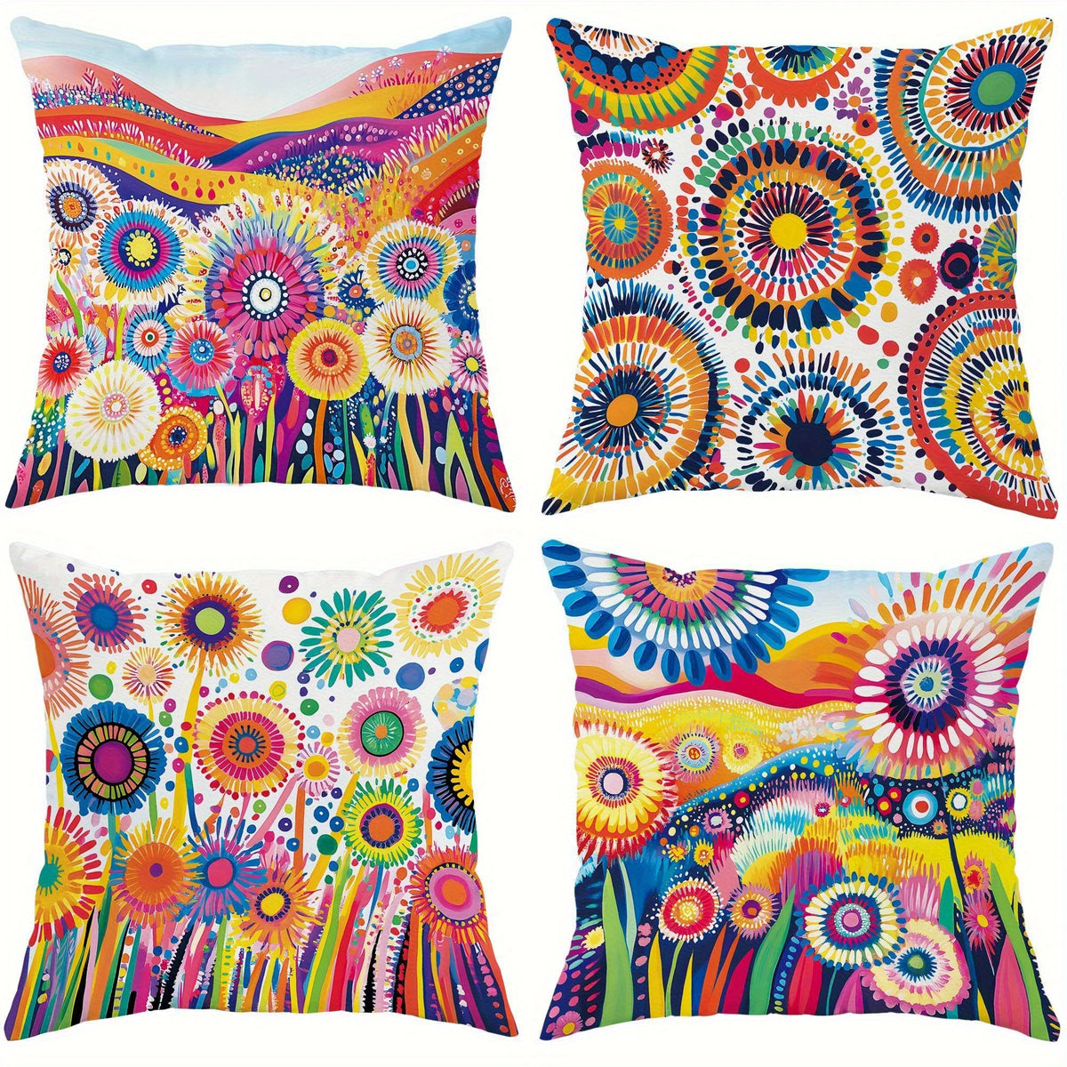 Fundas Decorativas para Cojines con Diseño Floral Colorido