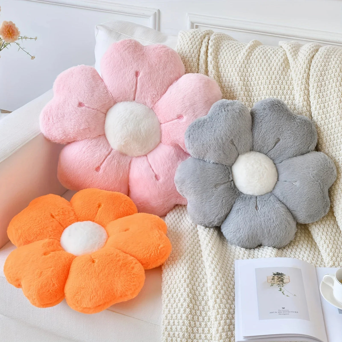 Cojín de Peluche en Forma de Flor – Suave y Decorativo para Cama y Sofá