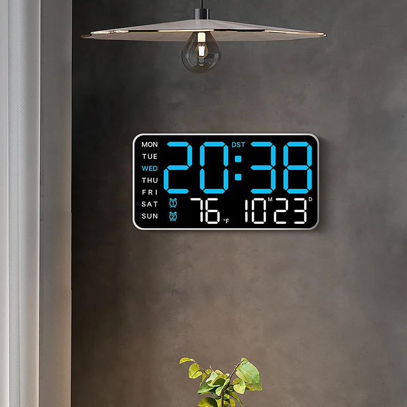 Reloj Digital LED de Pared con Control Remoto, Temperatura, Fecha y Alarma