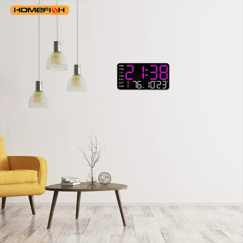 Reloj Digital LED Inteligente de Pared con Hora, Fecha y Temperatura