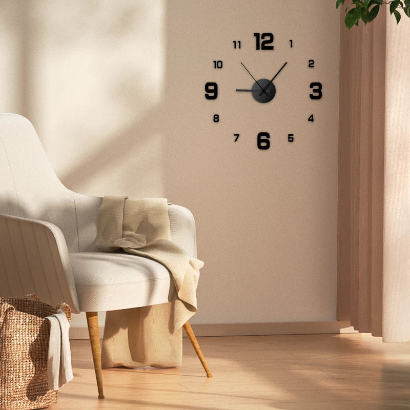 Reloj de Pared Moderno sin Marco – Diseño Silencioso para Sala y Oficina