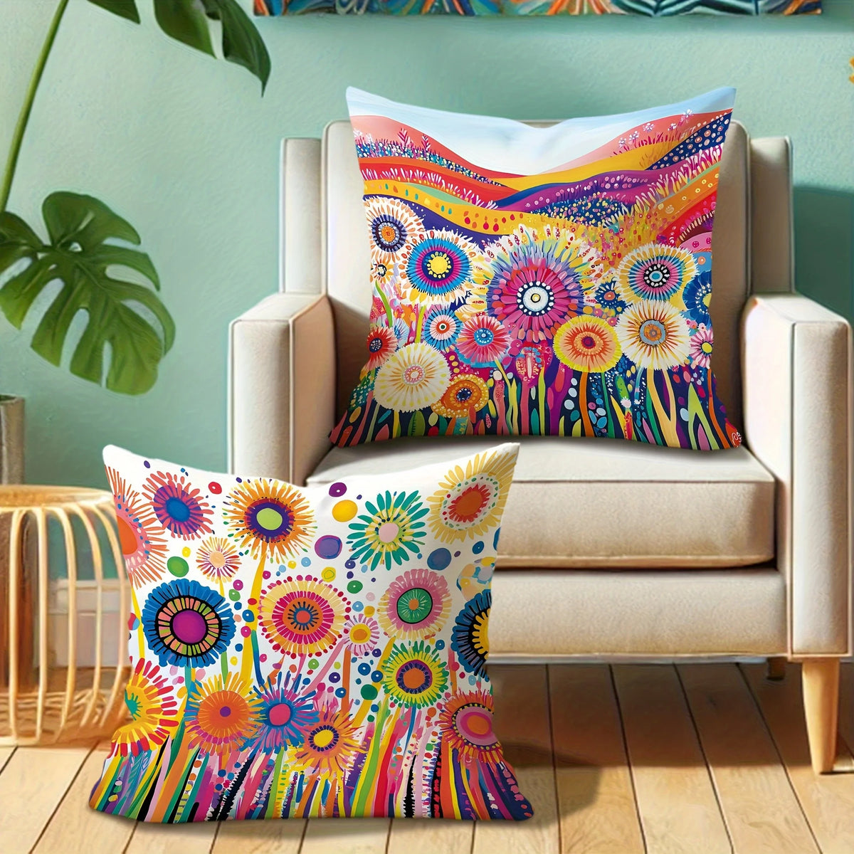 Fundas Decorativas para Cojines con Diseño Floral Colorido