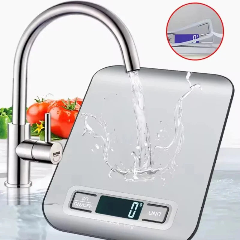 Báscula Digital de Cocina de Acero Inoxidable con Pantalla LED (5 kg)