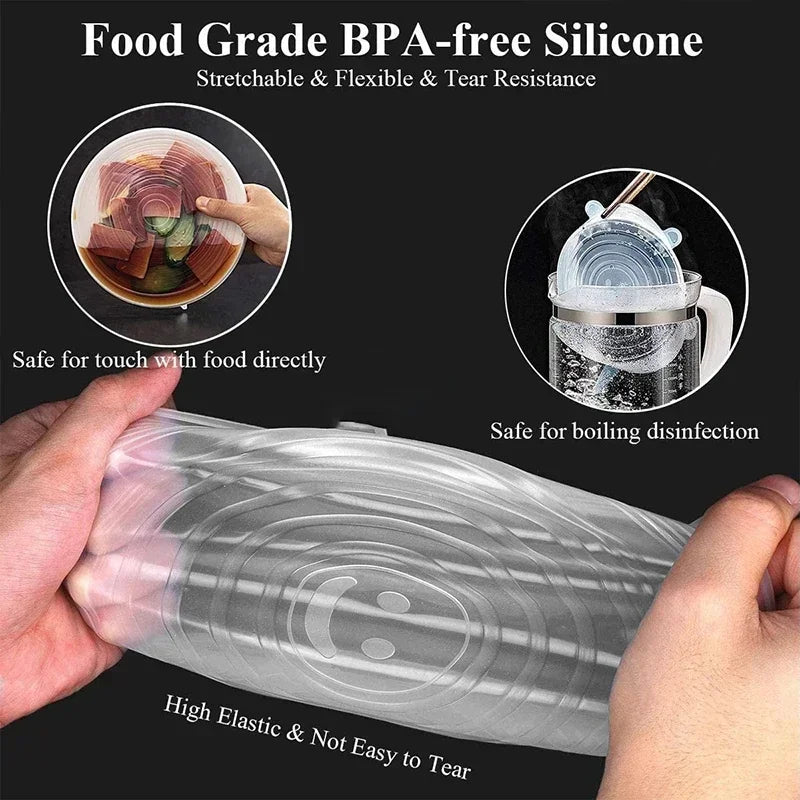Tapas de Silicón Reutilizables para Alimentos (6 Piezas)