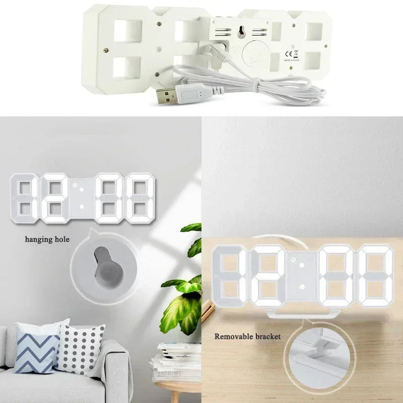 Reloj Digital LED 3D con Alarma, Fecha y Temperatura – Para Mesa o Pared