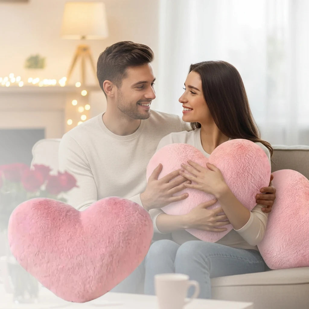 Cojín Decorativo de Corazón Rosa – Suave y Acolchado