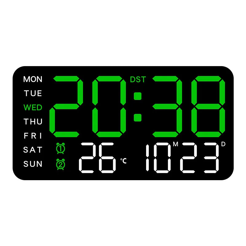 Reloj Digital LED de Pared con Control Remoto, Temperatura, Fecha y Alarma