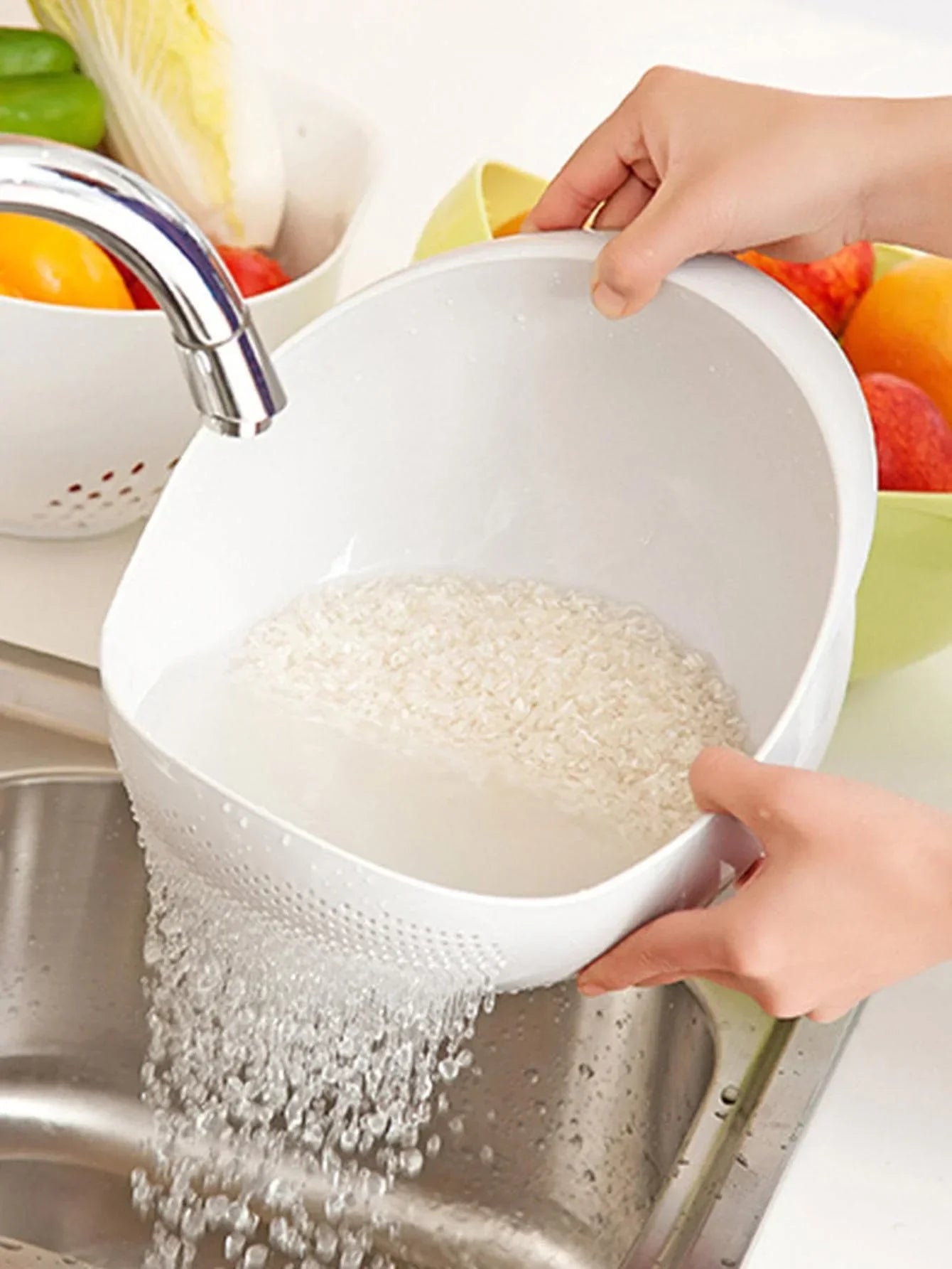 Tazón Colador para Arroz, Frutas y Verduras