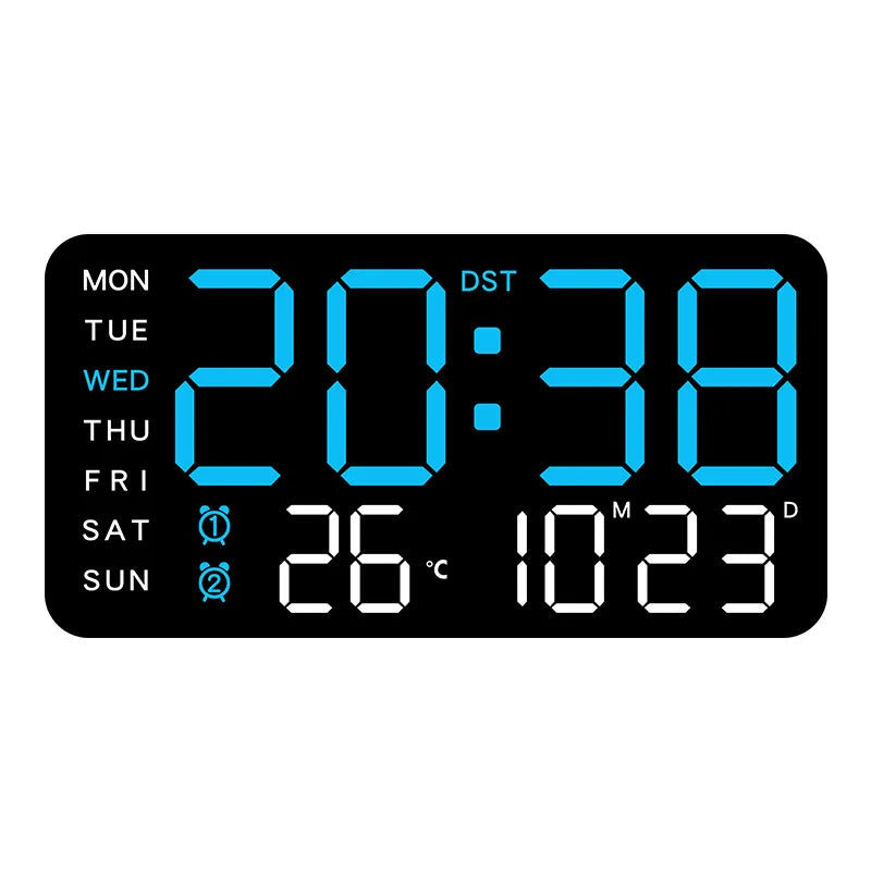 Reloj Digital LED de Pared con Control Remoto, Temperatura, Fecha y Alarma