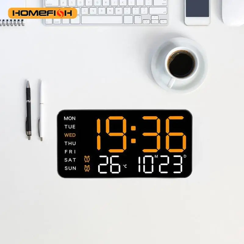 Reloj Digital LED Inteligente de Pared con Hora, Fecha y Temperatura
