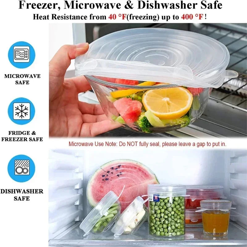 Tapas de Silicón Reutilizables para Alimentos (6 Piezas)