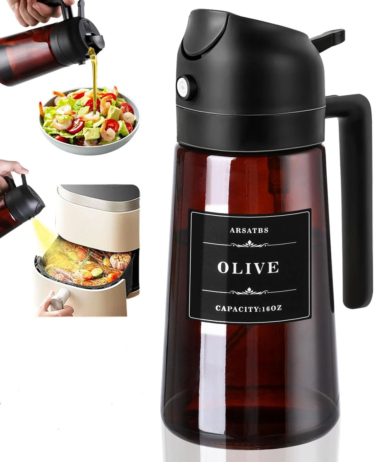 Dispensador y Rociador 2 en 1 para Aceite de Cocina