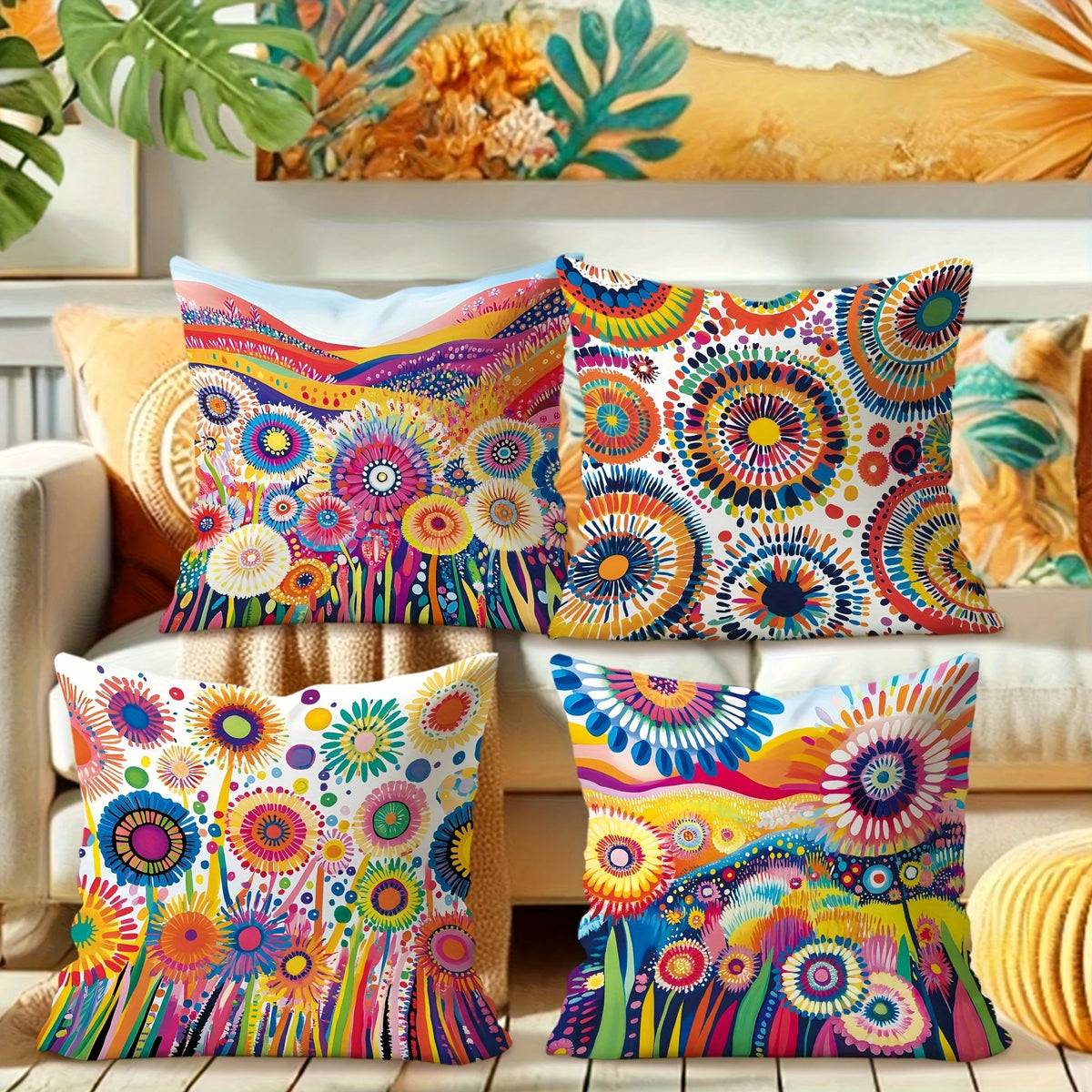 Fundas Decorativas para Cojines con Diseño Floral Colorido